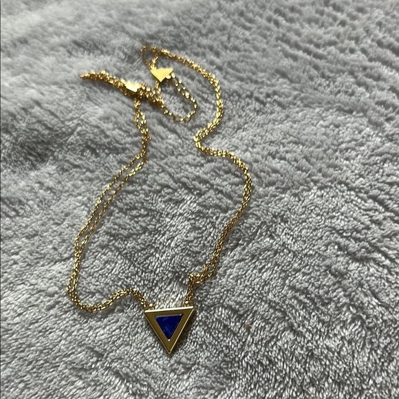 Michelle Campbell Tri-Stone Inlay Pendant  Necklace Gold/Lapis - Picture 3 of 6